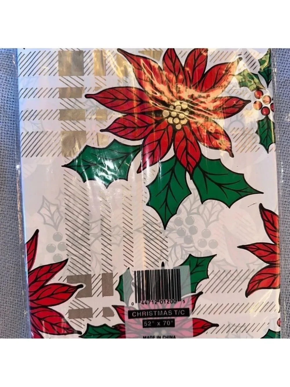 NOS Vintage 1996 Better Home Christmas Plastic Waterproof Tablecloth 52x70